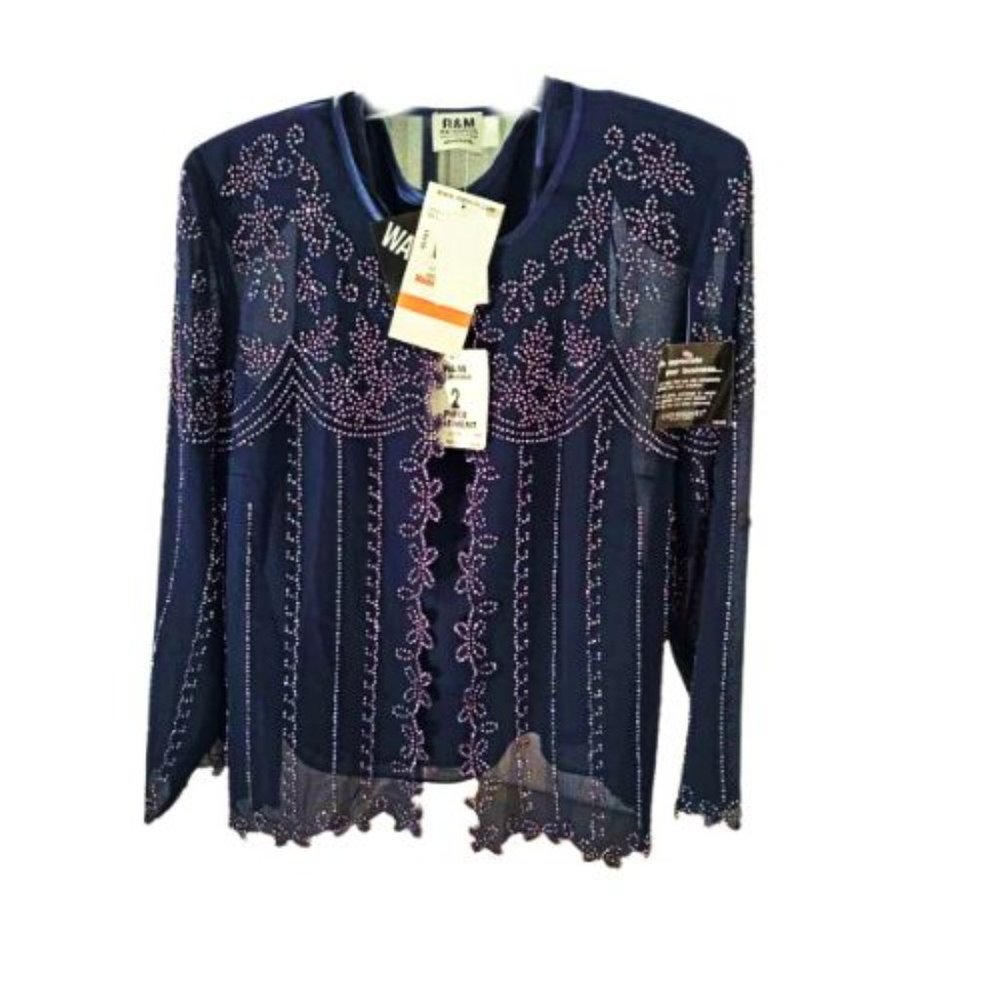 RM Richards Women's Navy Blue 2 - Piece Sequinned Blazer & Tank